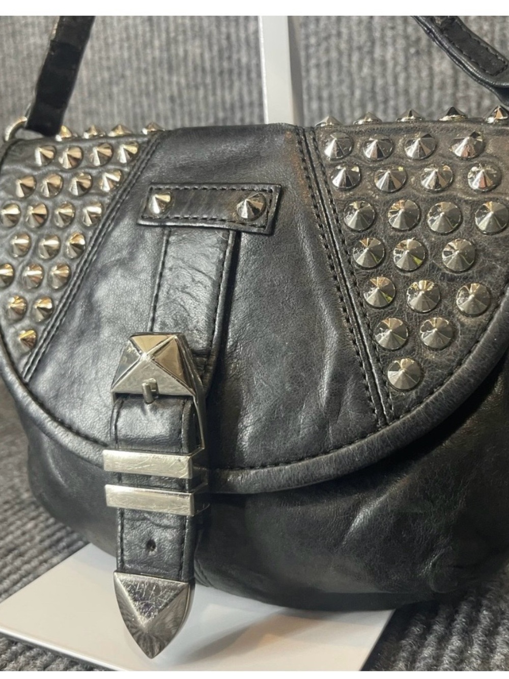 Rebecca Minkoff Black Studded Leather Crossbody Bag - Picture 3 of 6